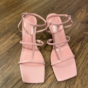 Pink leather square toe Strappy Heels LTD Women's Dennie Sandals